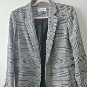 Calvin Klein Black and White Checkered Blazer